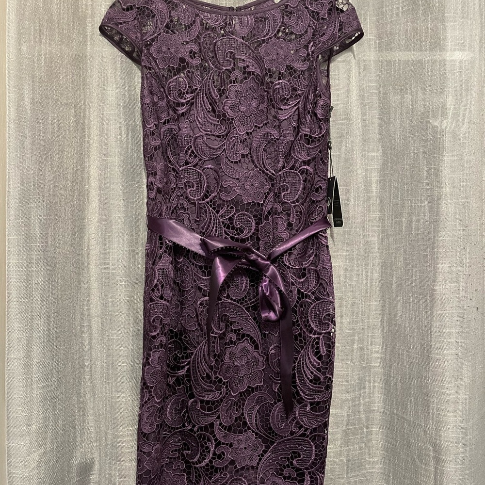 Adrianna Papell Purple Lace Midi Dress